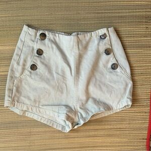 Zara Off-White Women's Buttoned Shorts
